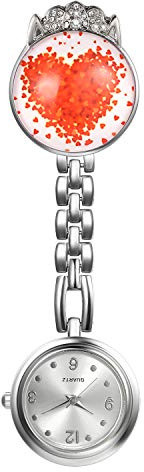 Avaner Krankenschwesteruhr Damen FOB Taschenuhr Analog Quarzwerk Pflegeruhr Cartoon Mädchen Ansteckuhr mit Clip Arzt Doktor