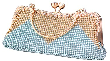 CORIOS Damen-Clutch Strasssteine Abendtasche Strass Handtasche Diamant Schultertasche Klein Tasche Elegante Umhängetasche für Hochzeit Abschlussball Bankett-Party Hellblau
