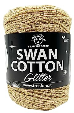 Cordino SWAN COTTON Glitter (Giallo Oro 29) filato per borse, cappelli, cestini, sottopiatti, pochette, accessori moda, accessori casa, amigurumi e tanto altro.