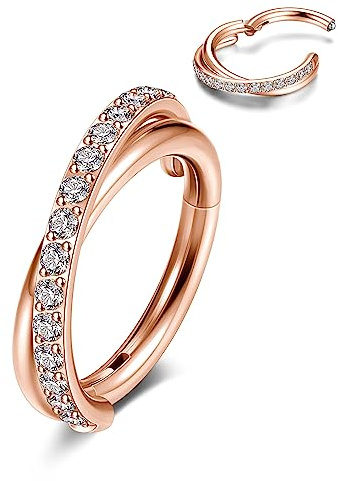 JSDDE Segmentring Clicker aus Edelstahl 16g Ohrpiercing mit Zirkonia Tragus Helix Conch Daith Piercing Ring Nasenring Piercing Lippenpiercing Ring 8mm