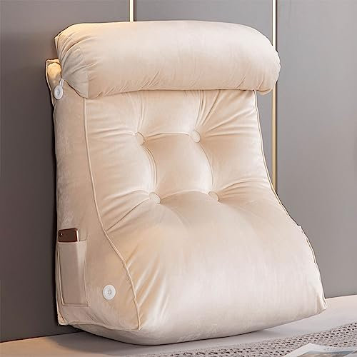 AMZZHAO Modern Baumwolle Lesekissen Sofakissen Rückenkissen Gebogene Rückenlehne,Lendenkissen,mit Nackenkissen & waschbarem ​Bezug,Lesen oder Spielen auf dem Bett/Sofa/Boden