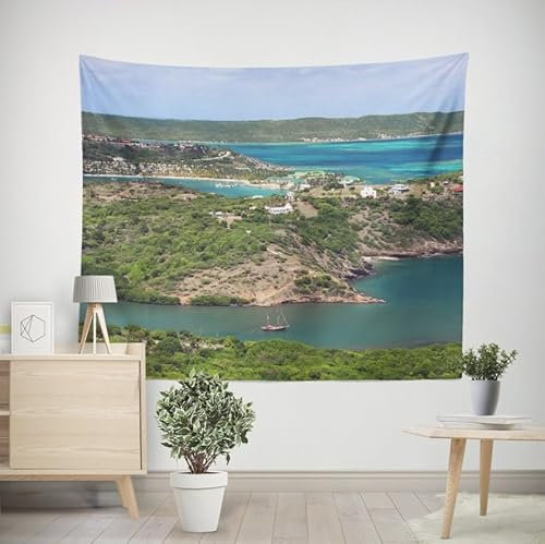 EHOMERY Wandbehang Vertikal Wanddekoration Dachschräge Kleine Insel Wandbehang zum Knüpfen Wandtuch Kinderzimmer Wohnzimmer Schlafzimmer Wandbehang Dekoration 350x250cm