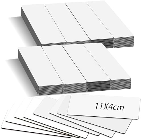 BIROYAL Magnetstreifen beschreibbar, 11X4cm Weiß 25Stk. abwischbare Magnete, Selbstklebend Magnetschilder zum beschriften, Magnet-Etiketten inkl. 1 Marker für Whiteboards, Kühlschränke, Magnettafeln
