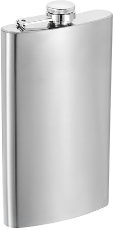 uxcell Hip Flask for Liquor 12oz Stainless Steel Leak Proof Drinking Flask for Camping Hiking Outdoor Activity, Silver