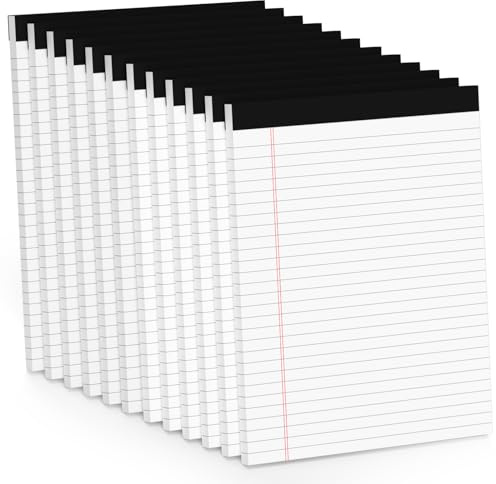 12 Pack Note Pads 8.5 x 11 White Legal Pads 8.5 x 11 Wide Ruled Lined Writing Pads Legal Notepads Legal Ruled White Lined Paper Pads 8.5 x 11 Inch 30 Sheets Per Writing Pad for School, Office, Home