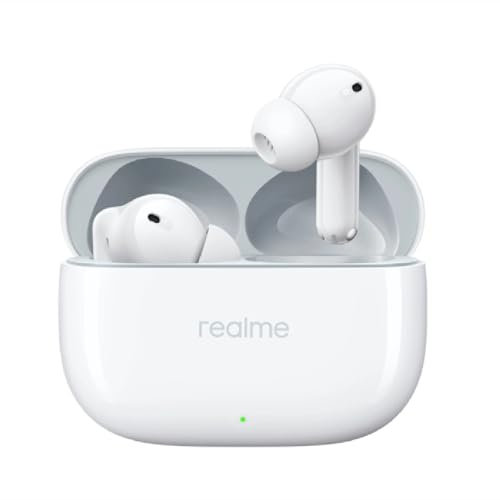realme Buds T300 Wireless 30dB Active Noise Cancelling Bluetooth 5.3 TWS Headset 40 Hours of Battery Life,impermeabilización，Battery Compartment(T300, White)