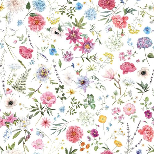 VaryPaper Papier Peint Fleuri Rose Papiers Peints Adhesif Feuillage 44.5cmx200cm Papier Autocollant pour Meuble Papier Peint Adhesif Mural Salon Chambre Fille Stickers Meuble Enfant Armoire étagères