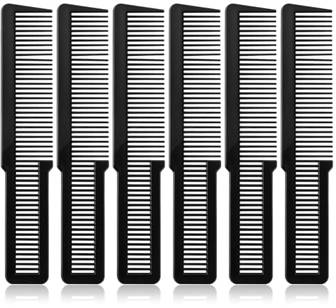 Pimoys 6 Pieces Hair Cutting Comb for Women, Professional Barber Combs Set All Purpose Clipper Comb Hairstylist Hair Comb for Men Stylists Home Salon (Black)