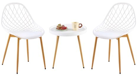 buybyroom Balkonmöbel Set Gartentisch mit 2 Stühlen Loungesessel Balkonmöbel Kleiner Balkon Gartengarnitur Set Terrassenmöbel Set für Balkon, Terrasse & Garten, Weiß