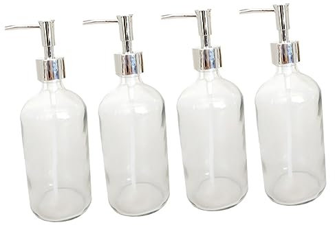 4 Stück 500ml Glas Seifenflasche, Weiß, für Bad und Zuhause