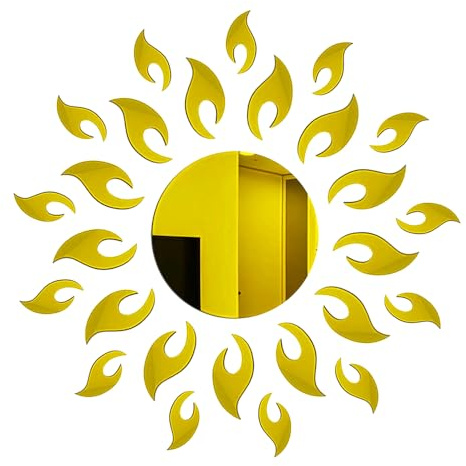 1pcs Gold 3D Sonnenblume Spiegel Wandaufkleber,Selbstklebend Wand Aufkleber Acryl Wandtattoo Dekorativer Spiegel,Wandaufkleber Dekoration für Schlafzimmer Wohnzimmer Badezimmer Wanddeko