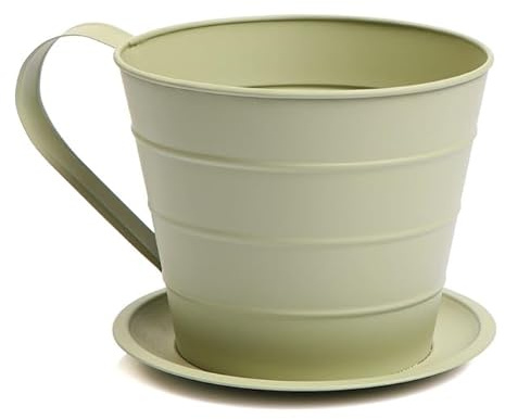 Garden Decoration H14.5 x D18cm Cup & Saucer Planter with Sleek Minimalist Design Plant Pot Novelty Teacup & Saucer Garden Planter Flower Herb Pot
