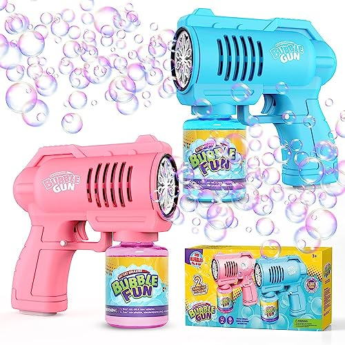 Bombble 2 pistole per bolle di sapone, macchina per bolle di sapone per bambini, 4000 + bolle/minuto con soluzione per bolle di sapone da 130 ml, regalo per bambini/compleanni/feste, Bubble Gun