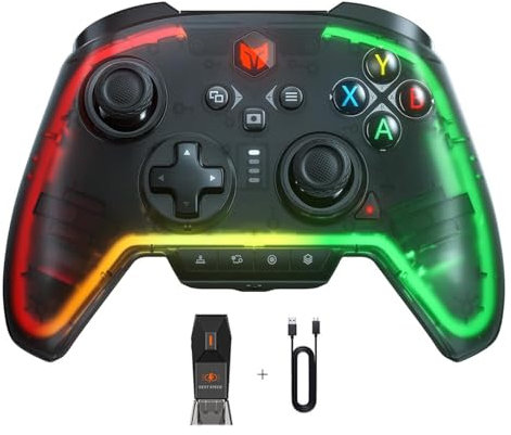 BIGBIG WON Wireless Controller Rainbow 2 Pro RGB PC 6-Achsen Gyro Sensor Controller Bewegungsziel, Hall Effekt Trigger, ALPS Joystick, 3.5mm Audio, Gamepads APP für Android/iOS/PC Windows10&11/Switch