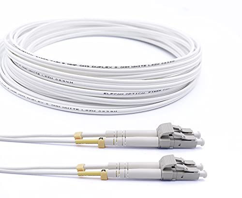 Elfcam® - LC/UPC to LC/UPC OM3 Multimode Duplex 50/125um LSZH Fibre Optic Cable, White,0,5 Meter