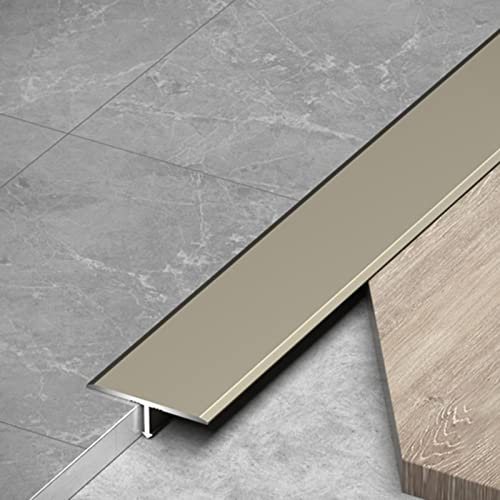 Zjpgcsdsc Übergangsleiste T-Form, Übergangsleisten aus Metall, Holz zu Fliesenboden, Türöffnung, Kantenleiste, Schwellenleisten, Teppich zu Fliesen, 2,5 cm breit(Champagne)