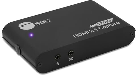 SIIG Appareil de capture HDMI 2.1 4K120Hz pour jeux et streaming – Prise en charge VRR et HDR – PS5, Xbox Series X/S, Switch (4K144/2K144/Full HD 240) USB-C Gen-2 10 Gbit/s, mise à l'échelle intégrée