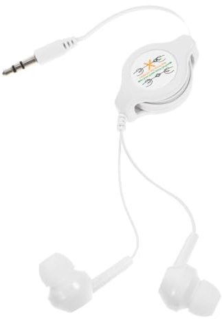 DOITOOL Einziehbare in Ear Kopfhörer Mit 3,5-mm Klinkenanschluss Für Kinder Kabelgebundene Ohrhörer Mit Weichen Silikonpolstern Kompakt Und Faltbar Kompatibel Mit Mp3-playern Und Smartphones Weiß
