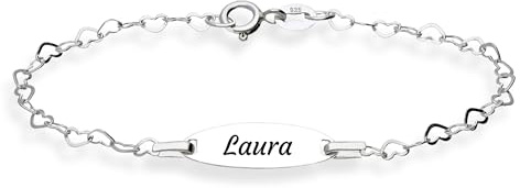 LaraZeidler Berlin Damen Armband personalisiert 925 Silber - Silberarmband mit Gravur - personalisierter Schmuck- Namensarmband-Wunschgravur