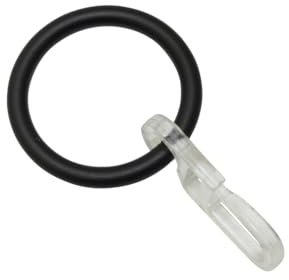 GARDINIA Anelli per tende Kos, Con ganci per pieghe, Per il set di binari per tende Kos, 6 pezzi, Ø interno 27 mm, Ø esterno 35 mm, Larghezza 4 mm, Metallo, Nero opaco