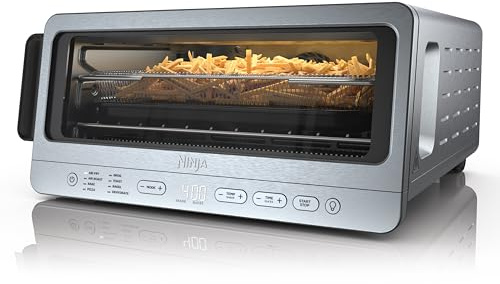 Ninja Flip Toaster Oven & Air Fryer, 8-in-1 Functionality, Flip Up for Storage Space, Large Capacity, Air Fry Basket, Wire Rack, Sheet Pan, Removable Crumb Tray, Stainless, 1800 Watts, SP151 (Renewed)