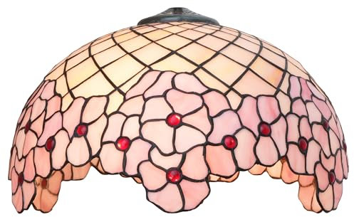 Tiffany-Lampenschirm aus Buntglas, 40,6 cm, rosa Kirschblüten-Deckenleuchtenschirm, Kuppel, Vintage, großer Ersatzlampenschirm for Stehlampen, Tischlampen, Pendelleuchten, Home-Office-Deko