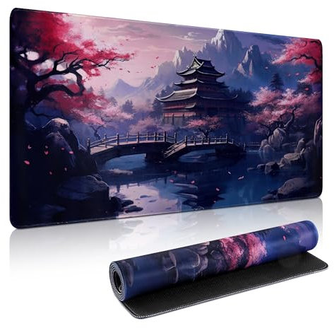 Tapis de Souris de Jeu, 900 x 400mm XXL Tapis Souris Gaming Grand, Tapis Bureau Antidérapant Étanche, sous Main Souris à Bords Cousus pour Gamer, Ordinateur, PC