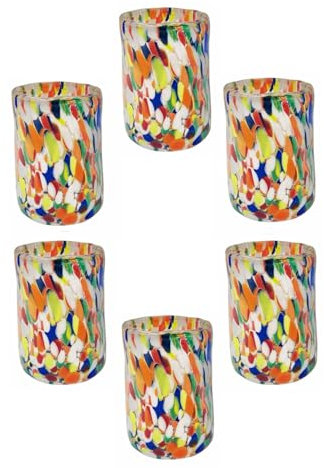MurArt Shot di Murano Lot de 6 verres en verre soufflé à la main en fabrication artisanale, collection Eleganza Made in Italy (1, M.color)