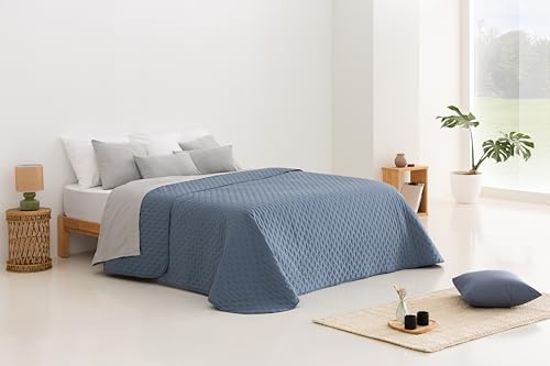 Todocama – Tunt stjärnigt bouto-överkast för vår, sommar, höst och vinter 100% extra mjukt mikrofiber. Multifunktionellt sängöverdrag, säng 120/135–230 x 260 cm gråblå