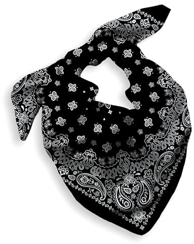 Every-ville Baumwolle Bandana, Halstuch, Paisley, Unisex, Schwarz