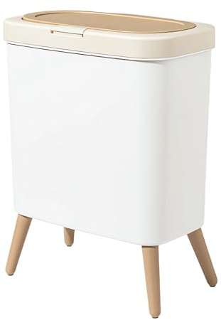 Chiziyixin Bedroom Bin,Bathroom Bin with Press Top Lid,Plastic Slim Toilet Waste Garbage Trash Can with Legs for Kitchen, Office, Living Room, Outdoor, Dog Proof, Small Space