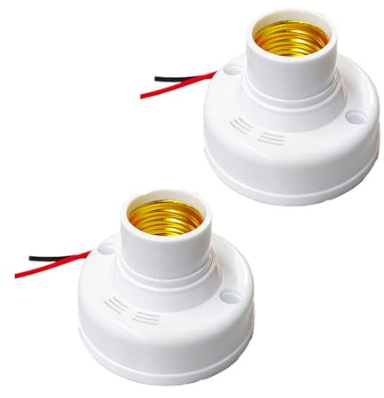 2pcs E27 Lamp Base Socket Converter, Light Bulb Holder with Screw Fitting, Screw-in Bulb Socket Adapter for Ceiling Pendant & Wall Lighting, PC E27 Light Socket Replacement