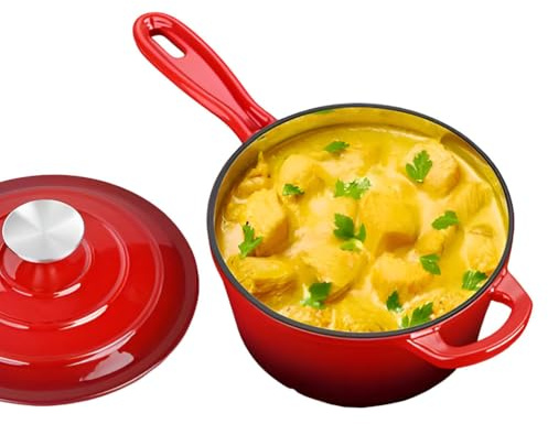 Forno olandese in ghisa con coperchio, smaltato, ideale per cucinare, bollire, cuocere a fuoco lento, cuocere al forno e stufare