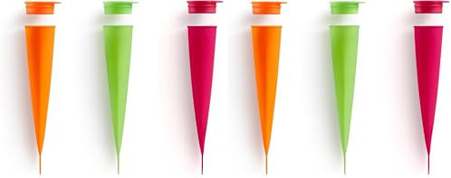 Lékué Ice Pop - Pack moldes de helado de tubo,silicona platino 4 x 4,8 x 20,2 cm, multicolor (Paquete de 2)