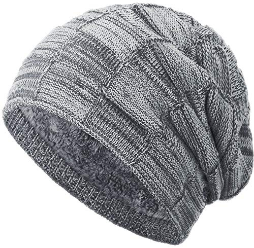 Compagno warm gefütterte Beanie Wintermütze Flechtmuster unifarben oder meliert Einheitsgröße Mütze