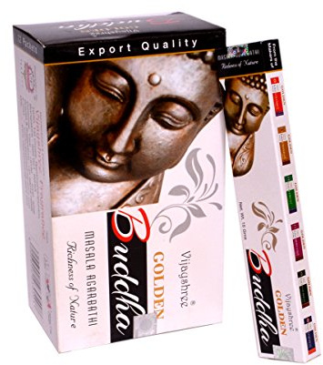 Total Vijayshree Golden Buddha Lot de 6 boîtes de 120 bâtons d'encens Parfum indien