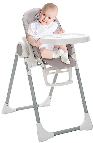 Suleno® Hochstuhl Baby mit Spielbogen und Ablage - Hochstuhl Baby mit Liegefunktion für Junge Eltern, Vielseitiger Kinderhochstuhl, Ergonomischer Baby Hochstuhl für Komfort und Sicherheit (Hellgrau)