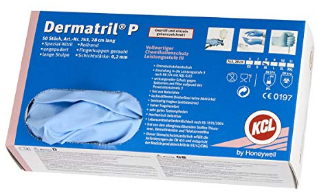 Dermatril P 743 - Guanti di protezione chimica, 50 pezzi