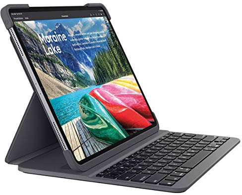 Logitech Slim Folio Pro Etui iPad avec Clavier sans Fil Bluetooth, iPad Pro 12,9 Pouces, Touches Rétroéclairées, Raccourcis Apple, Clavier AZERTY Français