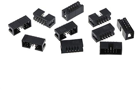 Rtengtunn 10 Pezzi DC3 10 Pin 2x5 Pin Doppia Fila 2,54 mm Passo Dritto Pin Maschio IDC connettore Testata Scatola