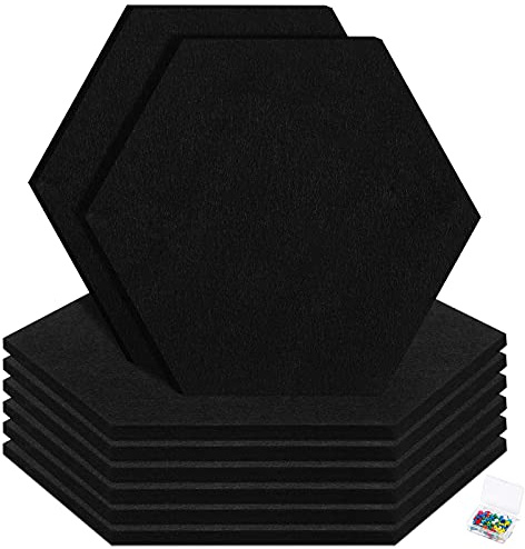 HyFanStr Upgrade Größer Pinnwand Filz Selbstklebend 30x26cm, Sechseckige Korkplatte Pinnwand zum Anbringen an der Wand 30 Pinnnadeln, Dekoratives Notizbrett für Büro, Schlafzimmer, Küche