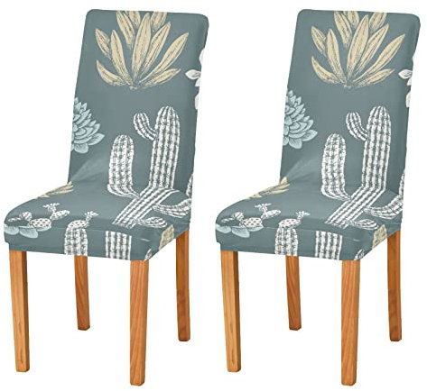Vintage Kaktus Stuhlhussen Set für Esszimmer, dehnbar, Esszimmerstuhl, Schonbezug, Restaurant, Hotel, abnehmbar, waschbar, Küchenstuhlschutzbezug