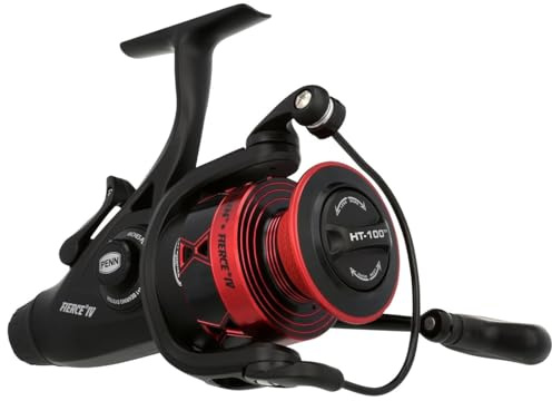 PENN Fierce IV Live Liner, Angelrolle, Spinnrollen, Meer - Küstenangeln, Vielseitiges Meeresangeln für Boot, Kajak, Ufer, Jiggen, Surfen und Allround-Einsatz, Unisex, Schwarz/Rot, 2500