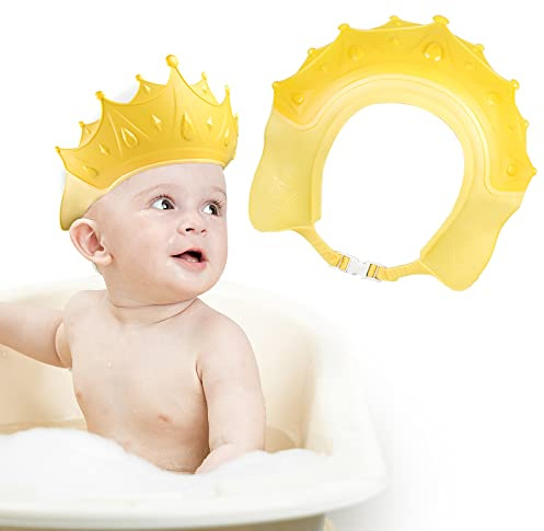 Romon Duschhaube Kinder, Haare Waschen Kinderschutz, Weich Verstellbare Haarwaschhilfe für Kleinkinder, Babys, Kinder (Gelb)