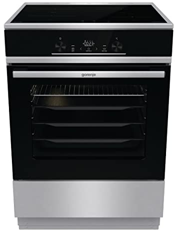 Gorenje GEIT6E 80 XPG Elektro Standherd mit Induktionskochfeld / 60 cm / 64 Liter/AirFry/GentleClose/PyroClean/Bratenthermometer/Pizzamodus 300°C/PowerBoost/Kindersicherung/edelstahl