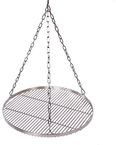 Grillrost Ø 55 cm mit Kette Edelstahl 6 mm Grillstabdicke/Stababstand 10 mm für Schwenkgrill BBQ Dreibein