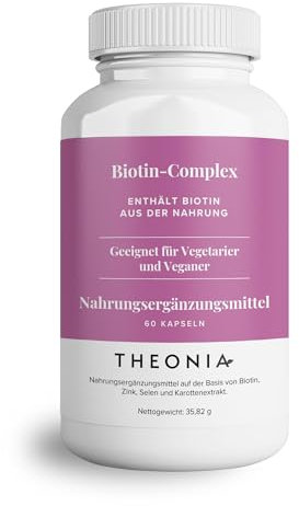 Theonia Biotin-Complex – mit Biotin, Selen und Zink – unterstützt Haare, Nägel und Haut – vegan, gentechnikfrei – 60 Kapseln