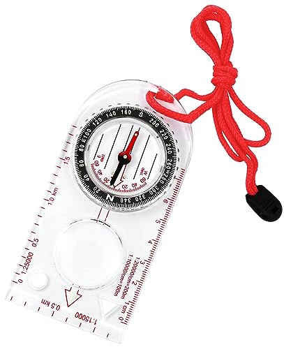 Compass Adjustable Declination Waterproof Sighting Mirror Compass Multifunctional Orienteering Map Hiking Navigation Compass for Outdoor Activities