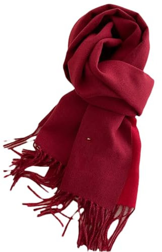 Winter-Kaschmir-Schal für Damen, dick, warm, Pashmina-Schal, einfarbig, Quaste, Damendecke, Hijab, rot, One size
