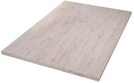 ONDÉE - Ricevitore Rettangolare NOLA3 - Antiscivolo - Texture Imitazione Pietra - Griglia di Scarico - Tagliabile - Antibatterico - Extra Piatto - con Piletta - 70x120cm - Natura Legno